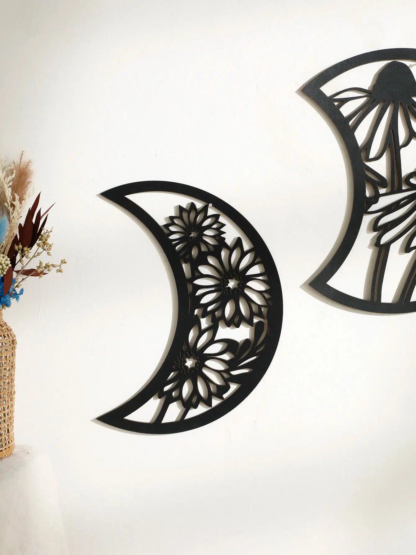 Flower Moon Phase Wooden Wall Hanging-MoonChildWorld