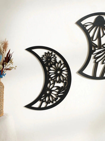 Flower Moon Phase Wooden Wall Hanging