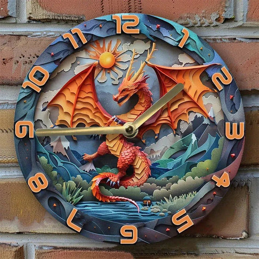 Mythical Dragon Wall Clock Vintage Decor