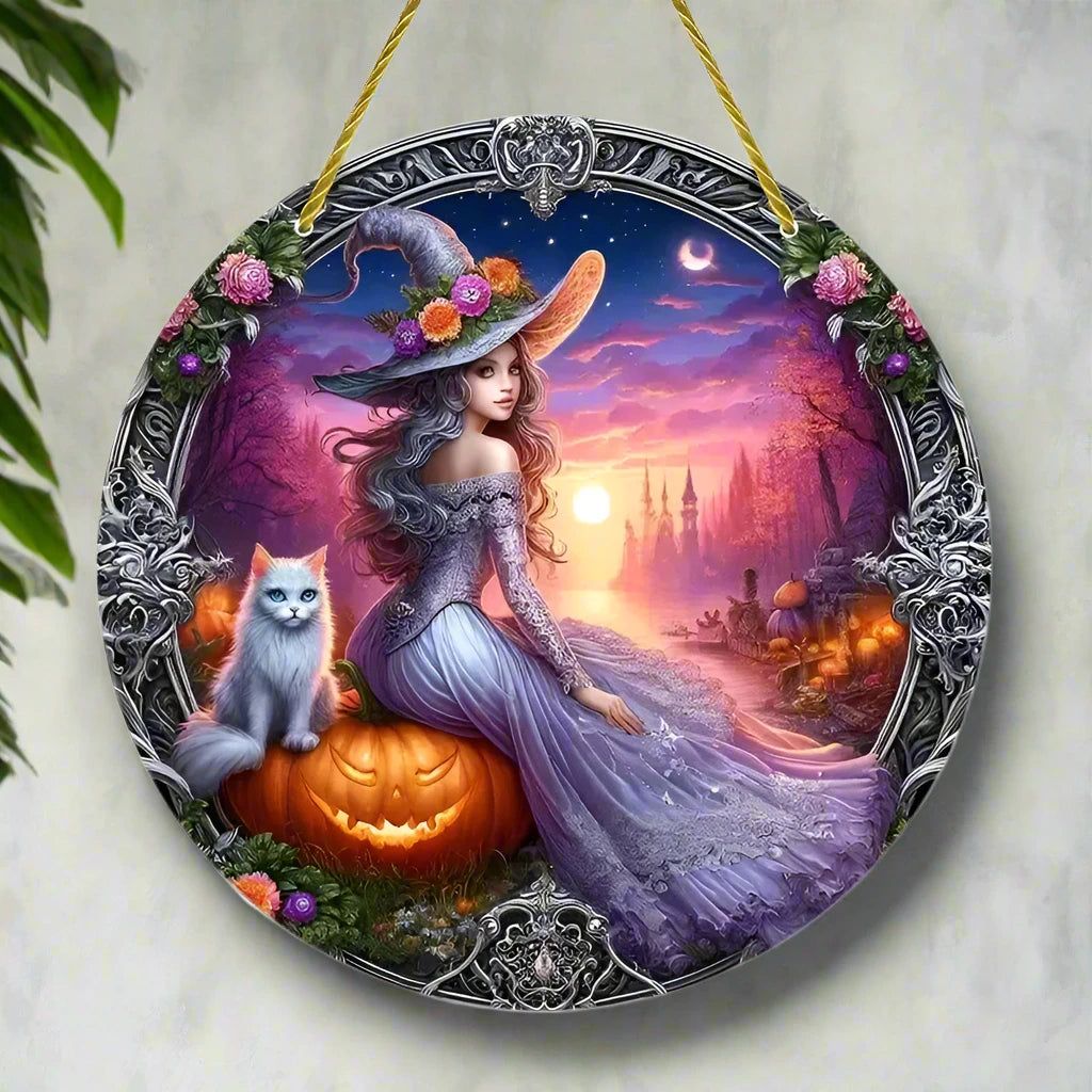 Enchanting Witch Wooden Sign Halloween Hanging Sign Mystic Wood Sign-MoonChildWorld