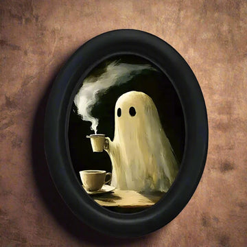 Spooky Ghost Wooden Oval Frame - Gothic Oval Wall Art - Witchy Halloween Wall Decoration-MoonChildWorld
