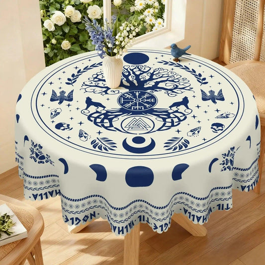 Viking Rune Tree of Life Tablecloth for Wicca Pagan Home Decor