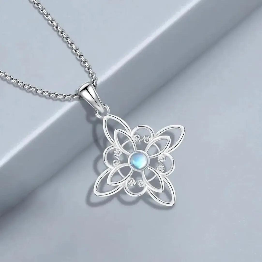 Moonstone Celtic Knot Necklace 925 Sterling Silver Witch Knot Pendant Protection Wiccan Jewelry-MoonChildWorld