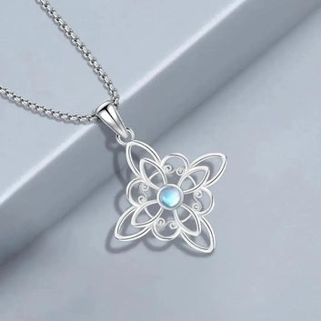 Moonstone Celtic Knot Necklace 925 Sterling Silver Witch Knot Pendant Protection Wiccan Jewelry-MoonChildWorld