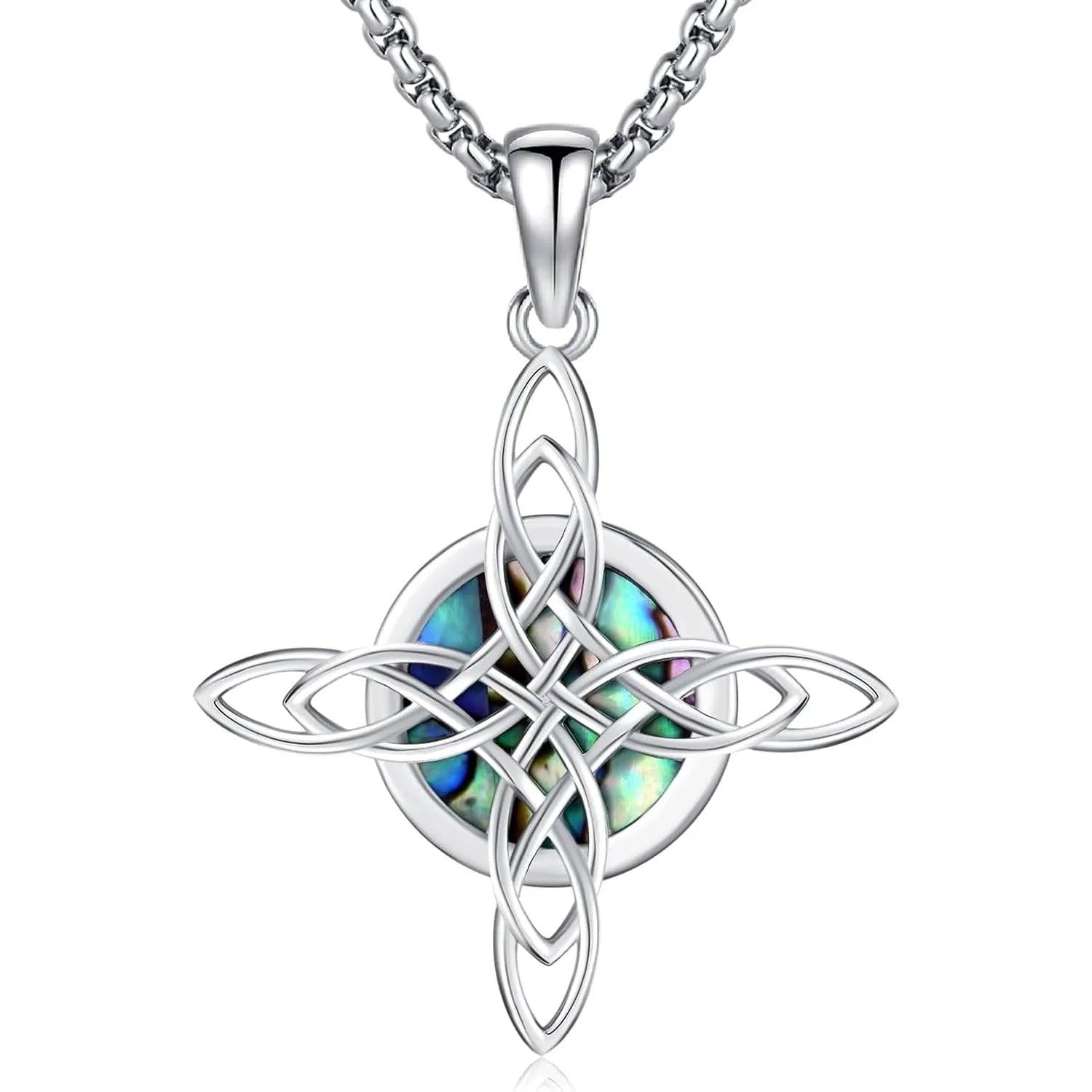 Celtic Knot Cross Necklace 925 Sterling Silver Witches Trinity Knot Pendant Protection Amulet Necklace Wiccan Gift for Women Men-MoonChildWorld