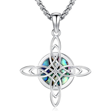 Celtic Knot Cross Necklace 925 Sterling Silver Witches Trinity Knot Pendant Protection Amulet Necklace Wiccan Gift for Women Men-MoonChildWorld
