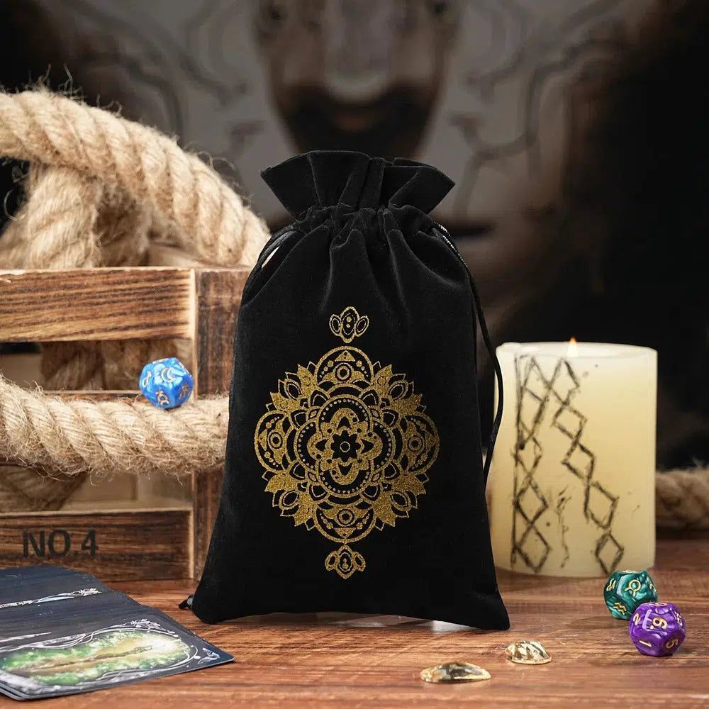 Black Velvet Tarots Cards Storage Bag-MoonChildWorld