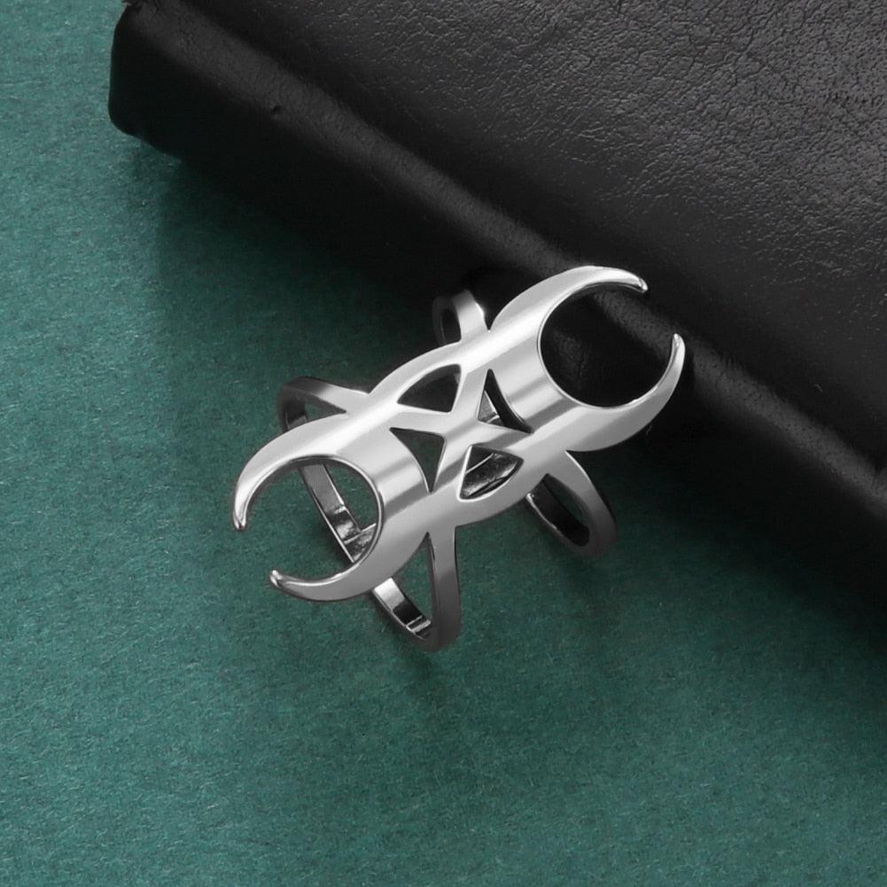 Witch Crescent Moon Ring Witchcraft Gothic Ring-MoonChildWorld