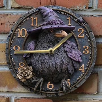 Gothic Crow Wall Clock Black Raven Witchy Wall Clock-MoonChildWorld