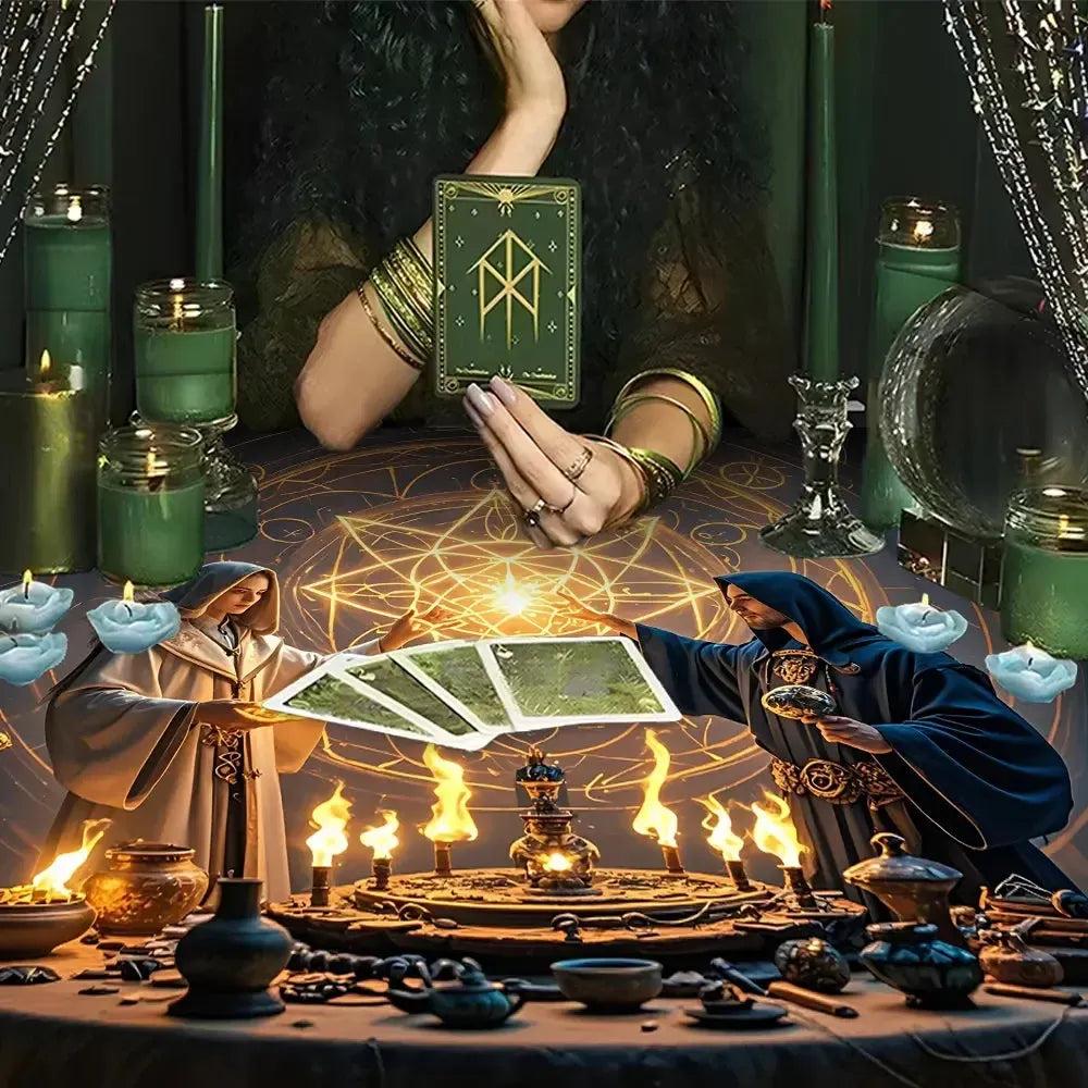 Magic Witchcraft Tarot Tablecloth Wizard and Witch Altar Cloth Wicca Divination Cloth-MoonChildWorld