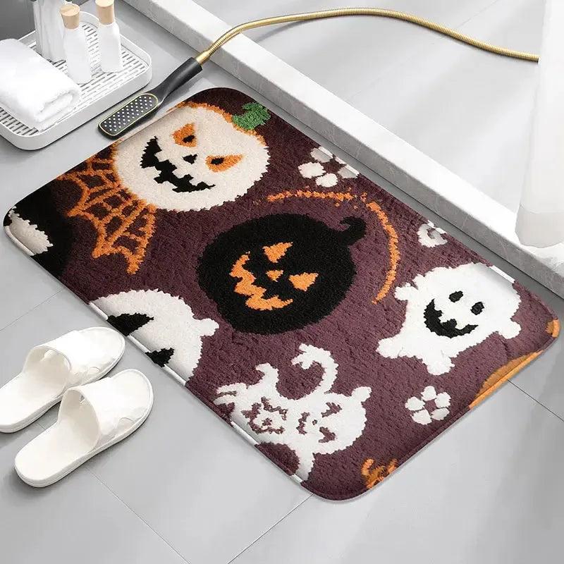 Spooky Halloween Doormat - Cute Ghost, Pumpkin and Spider Design Gothic Witch Home Decor-MoonChildWorld