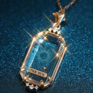 Transparent Crystal Tarot Card Pendant Necklace Moon Sun Necklace Witchcraft Jewelry-MoonChildWorld