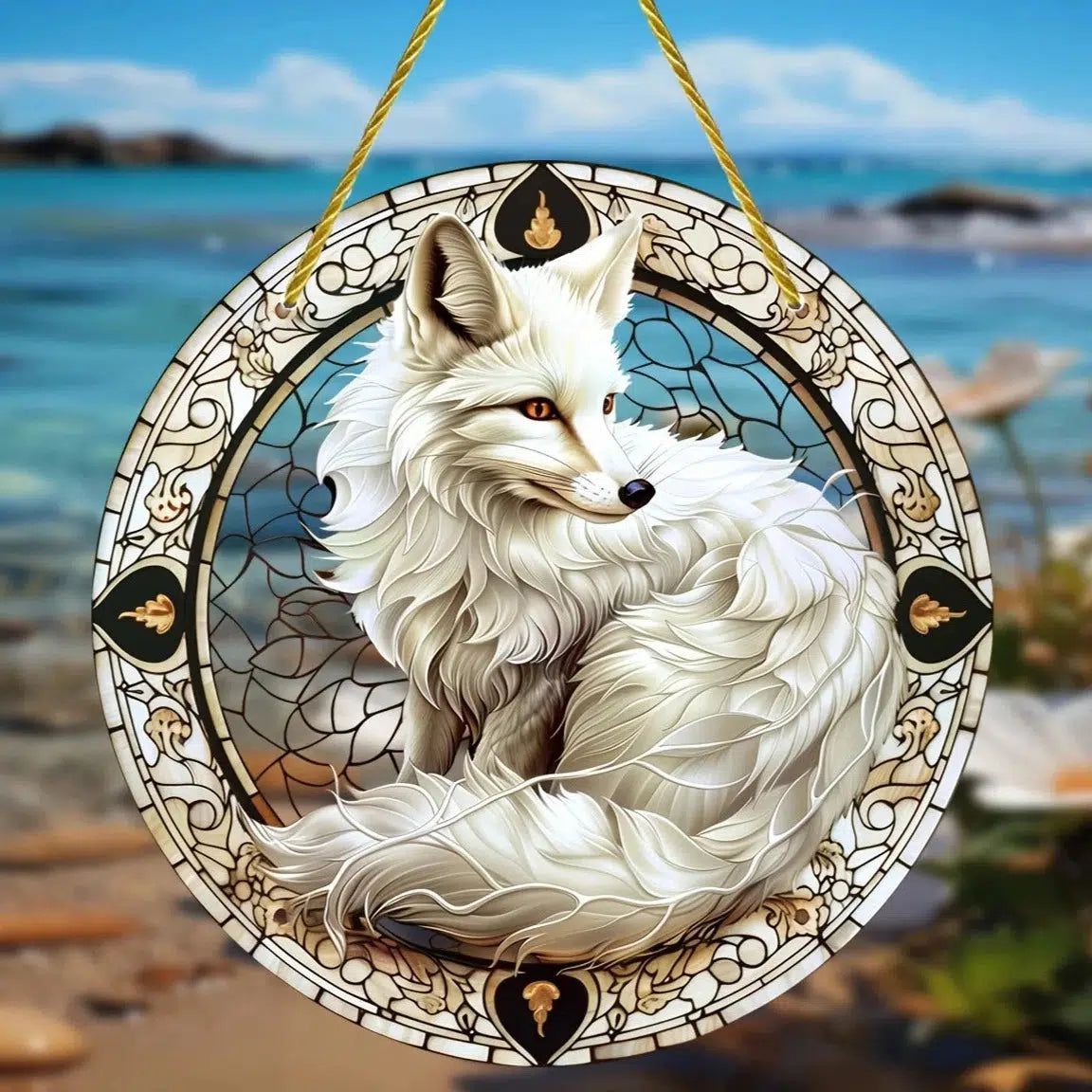 Spirit Fox Suncatcher Mystic Acrylic Round Sign-MoonChildWorld