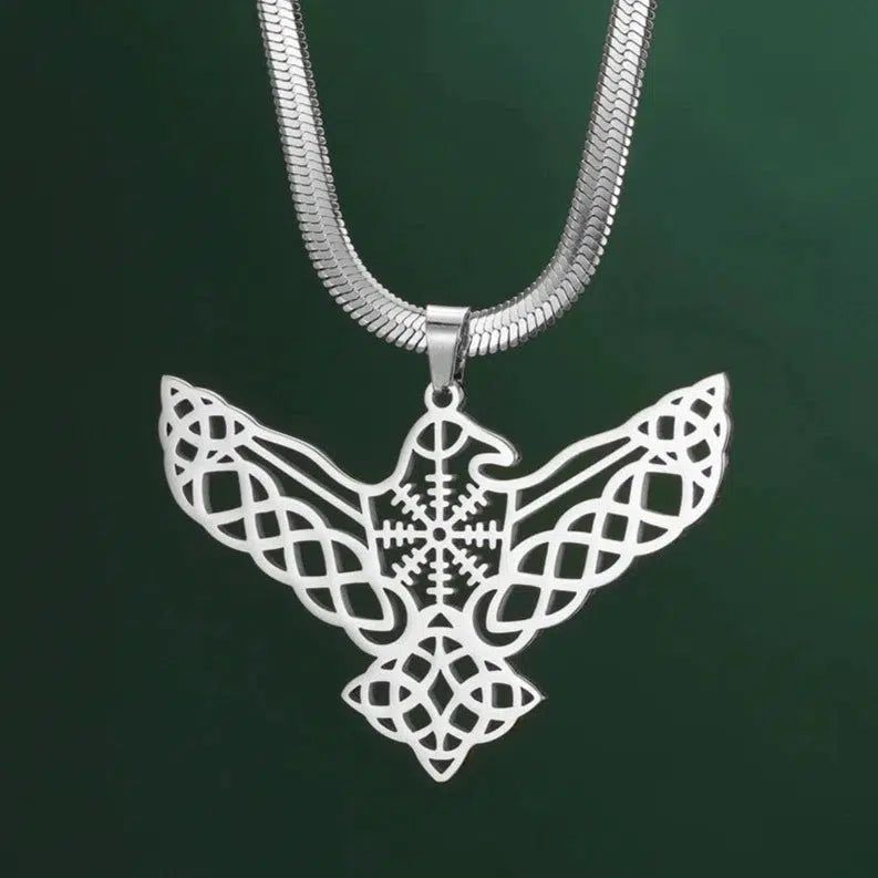 Triquetra Trinity Knot Raven Necklace Norse Pagan Jewelry-MoonChildWorld
