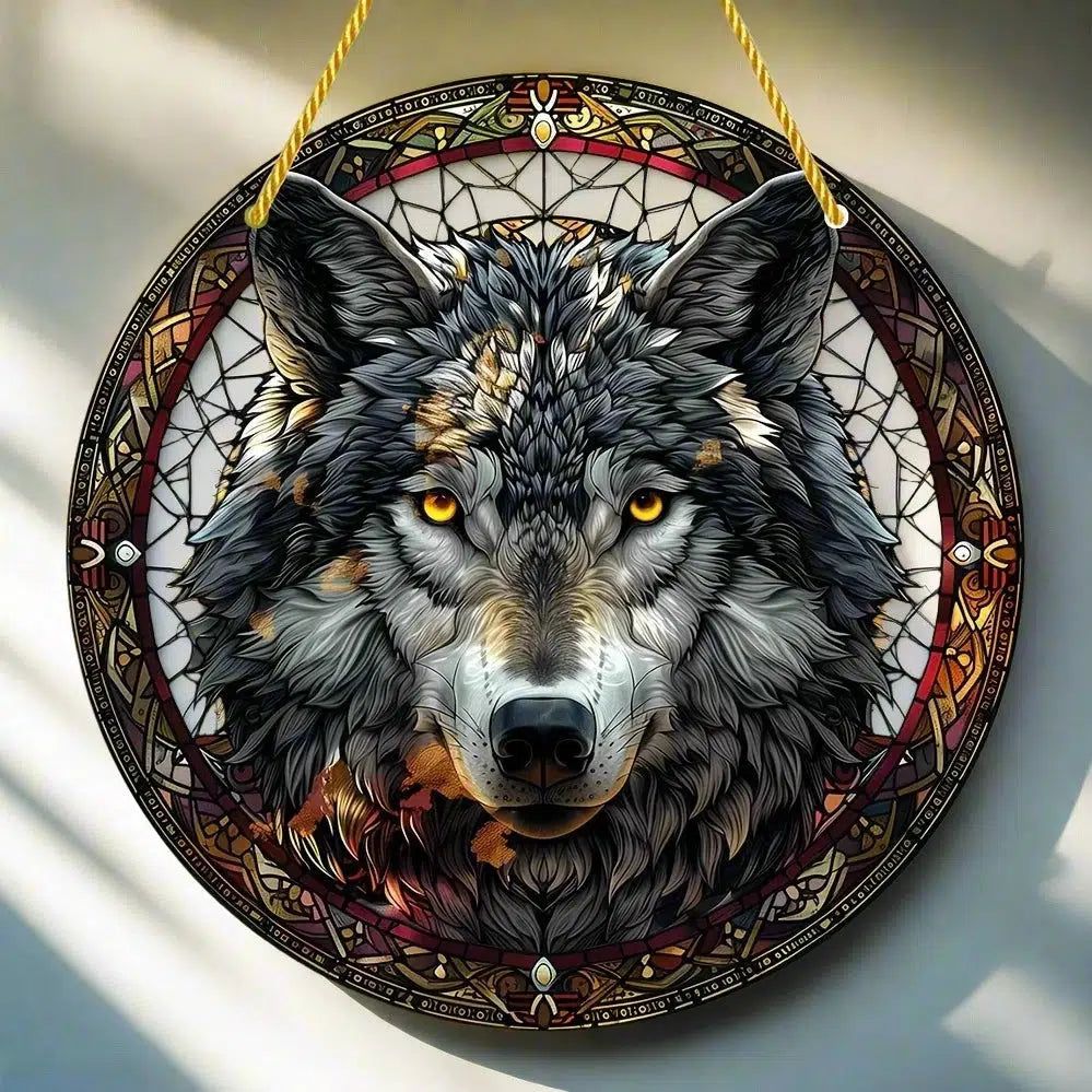 Spirit Wolf Suncatcher Witchy Acrylic Sign-MoonChildWorld