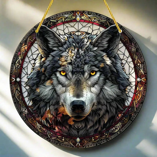 Spirit Wolf Suncatcher Witchy Acrylic Sign