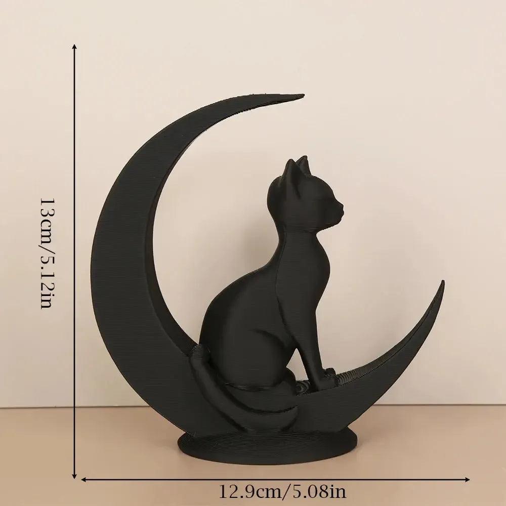 Dark Style Moon Cat Figurine Gothic Home Decoration-MoonChildWorld