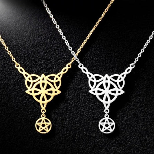 Witch Knot Tetragrammaton Necklace - Pentacle Celtic Knot Necklace