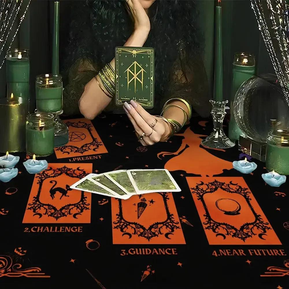 Witch Tarot Card Tablecloth Pagan Altar Cloth Wicca Divination Cloth-MoonChildWorld