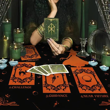 Witch Tarot Card Tablecloth Pagan Altar Cloth Wicca Divination Cloth