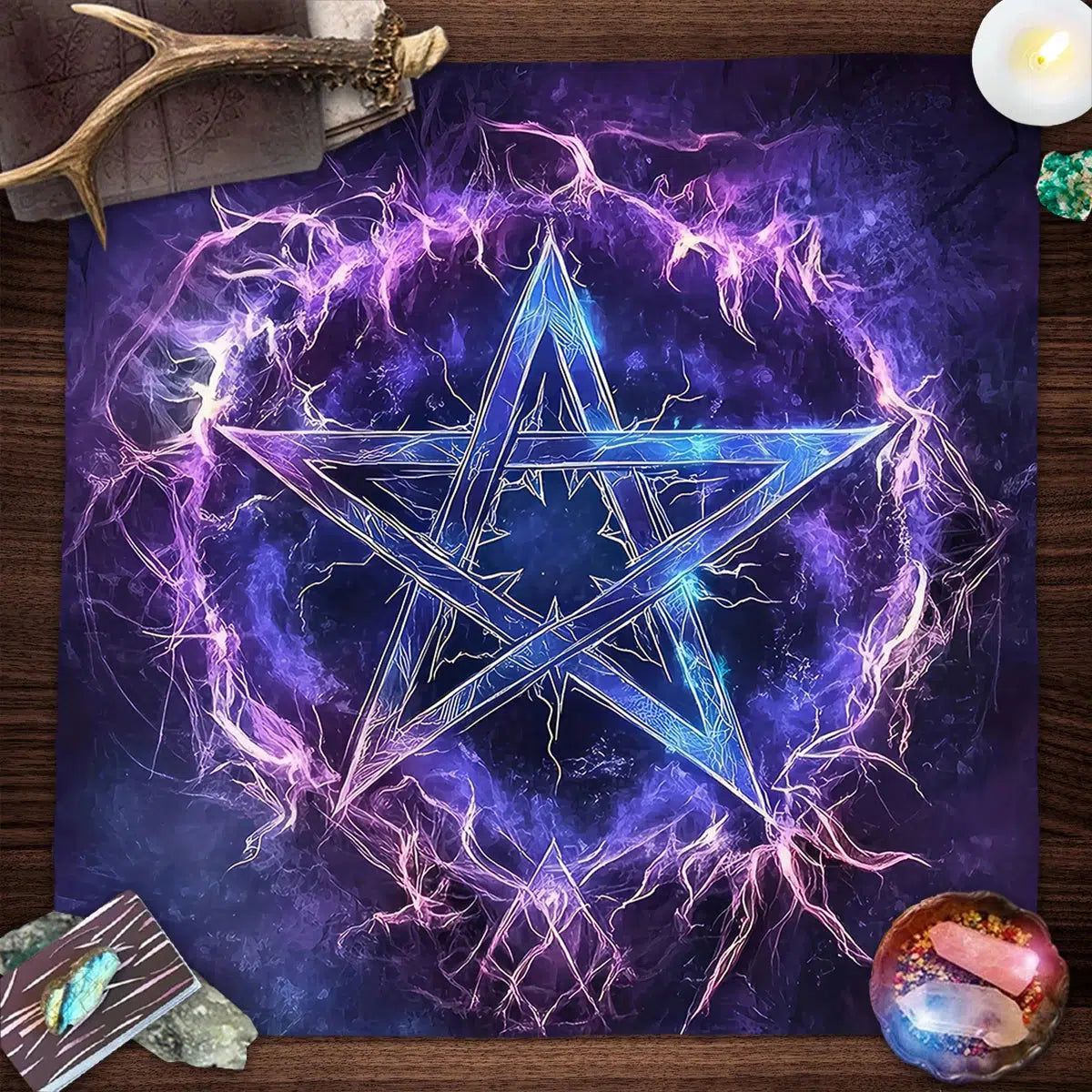 Wicca Pentacle Tarot Card Tablecloth Pagan Altar Cloths Witchcraft Divination Tarot Table Cloth-MoonChildWorld