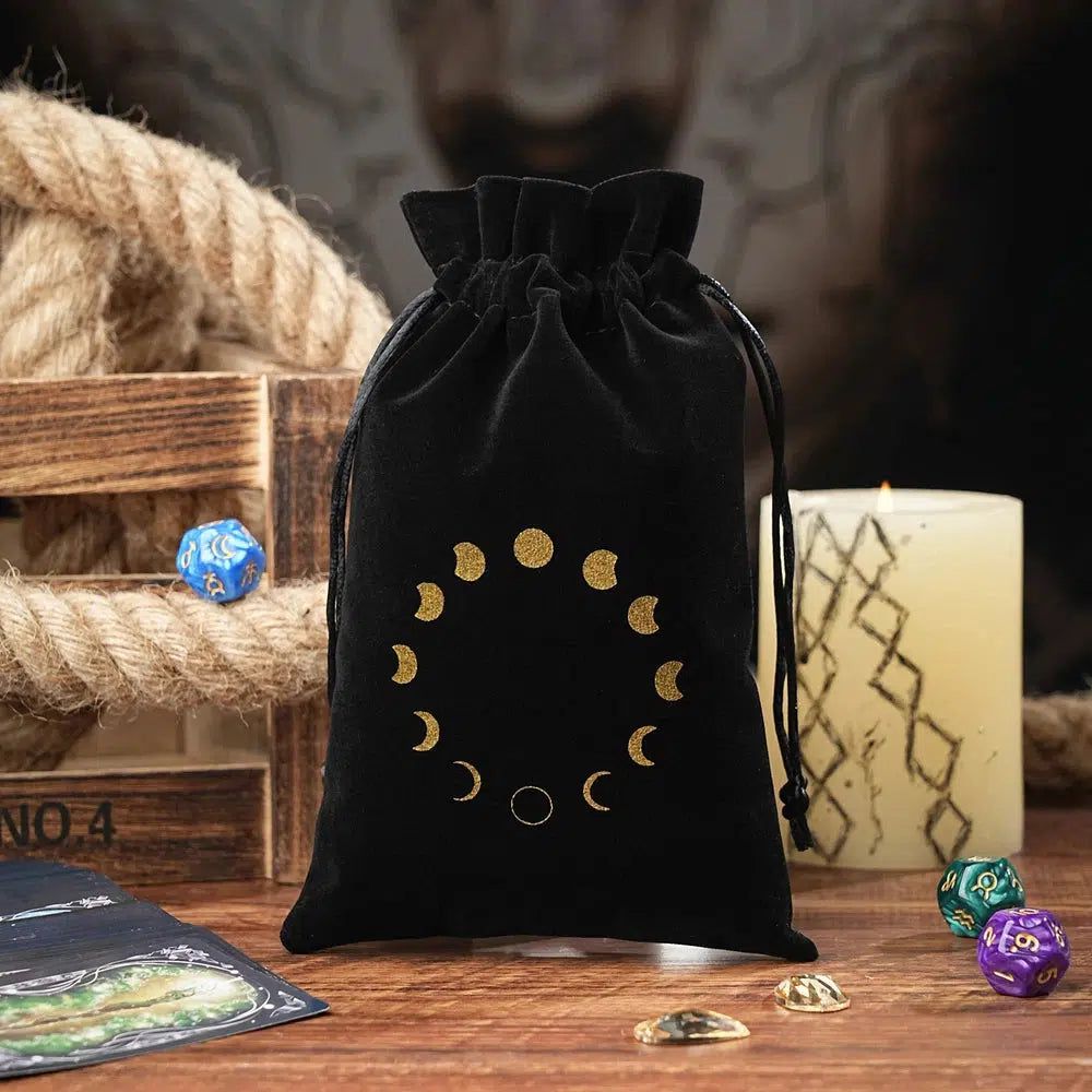 Black Velvet Tarots Cards Storage Bag-MoonChildWorld