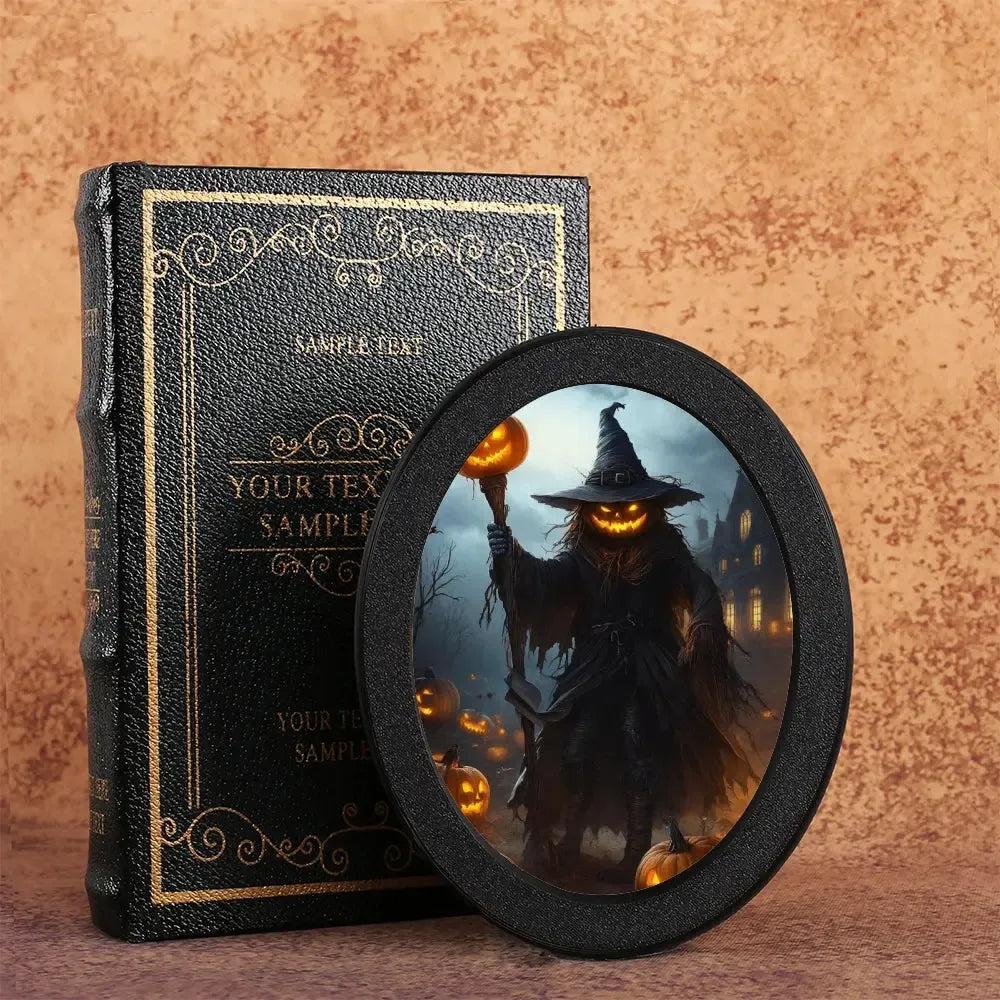 Headed Wizard Wooden Oval Frame - Gothic Witch Oval Wall Art - Halloween Wall Decoration-MoonChildWorld