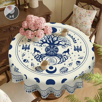 Viking Rune Tree of Life Tablecloth for Wicca Pagan Home Decor