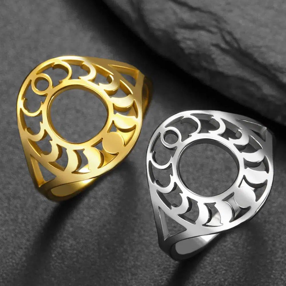Lunar Cycle Moon Phase Ring-MoonChildWorld