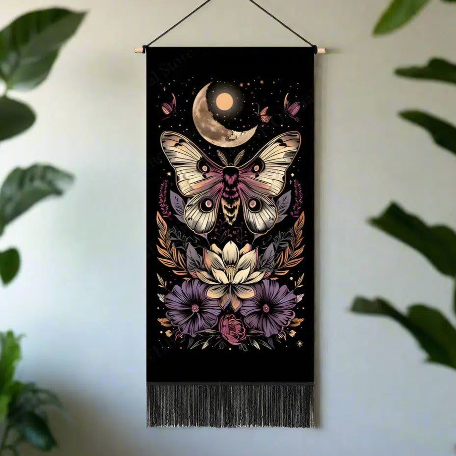 Moon Butterfly Witchy Tapestry Wall Hanging Luna Moth Tapestry-MoonChildWorld