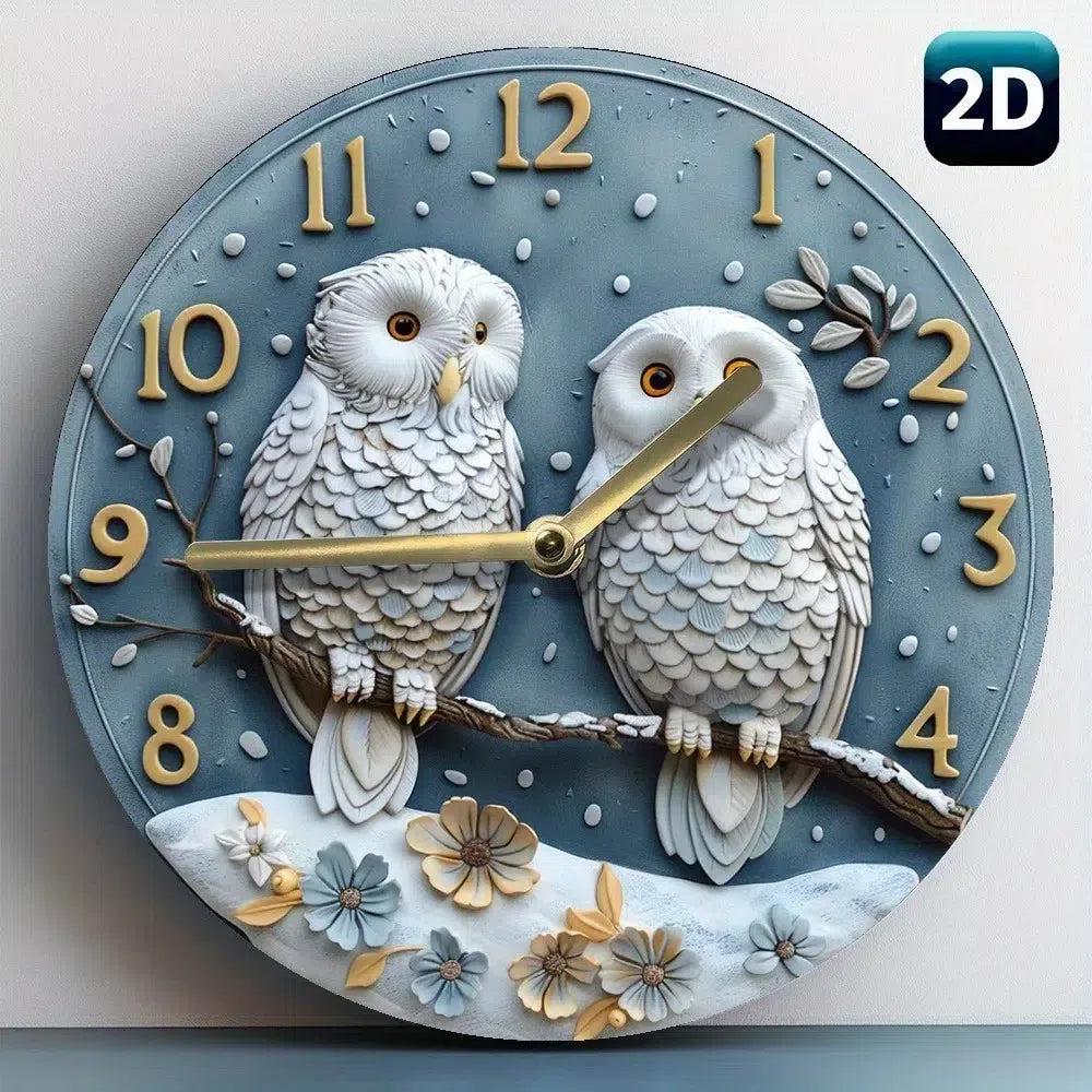 Winter owl Wooden Wall Clock for Pagan Yule Home Decor-MoonChildWorld