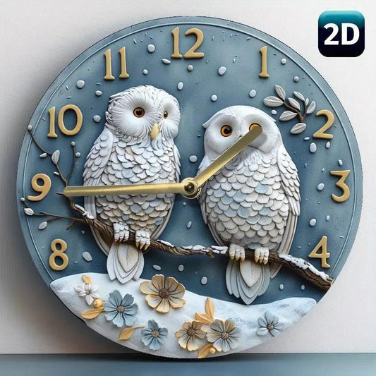 Winter owl Wooden Wall Clock for Pagan Yule Home Decor