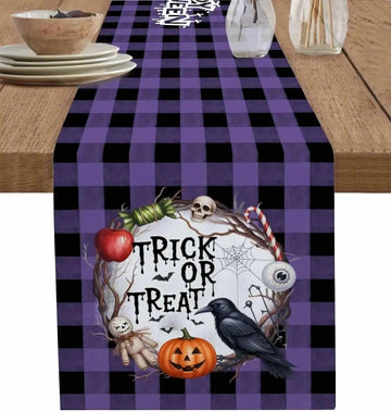 Halloween Table Runner - Trick or Treat Black Raven Spooky Table Runner for Gothic & Witchy Home Decor-MoonChildWorld
