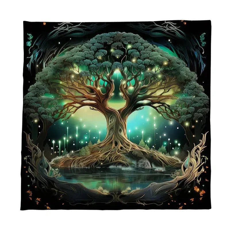 Mysterious Tree of Life Tarot Tablecloth Wicca Altar Cloth-MoonChildWorld