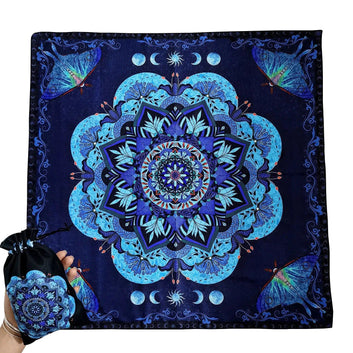 (Free Bag) Mandala Moon Altar Tarot Card Tablecloth Pagan Altar Cloth