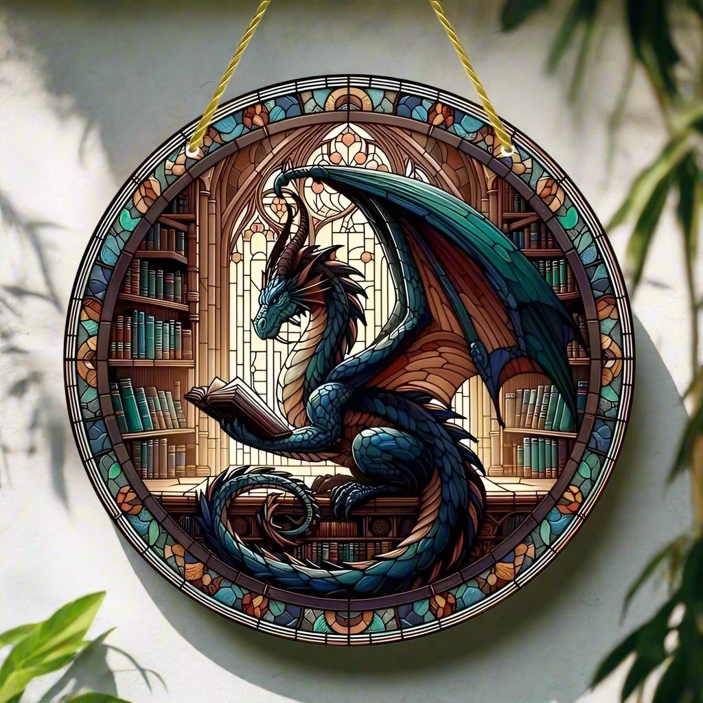 Dragon Wooden Sign Mythical Dragon Hanging Sign-MoonChildWorld