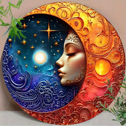 Mysterious Sun And Moon Metal Sign