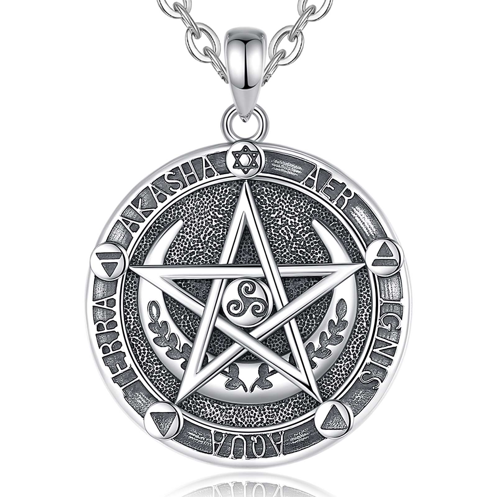 Witch Pentacle Moon Necklace Wiccan Jewelry-MoonChildWorld