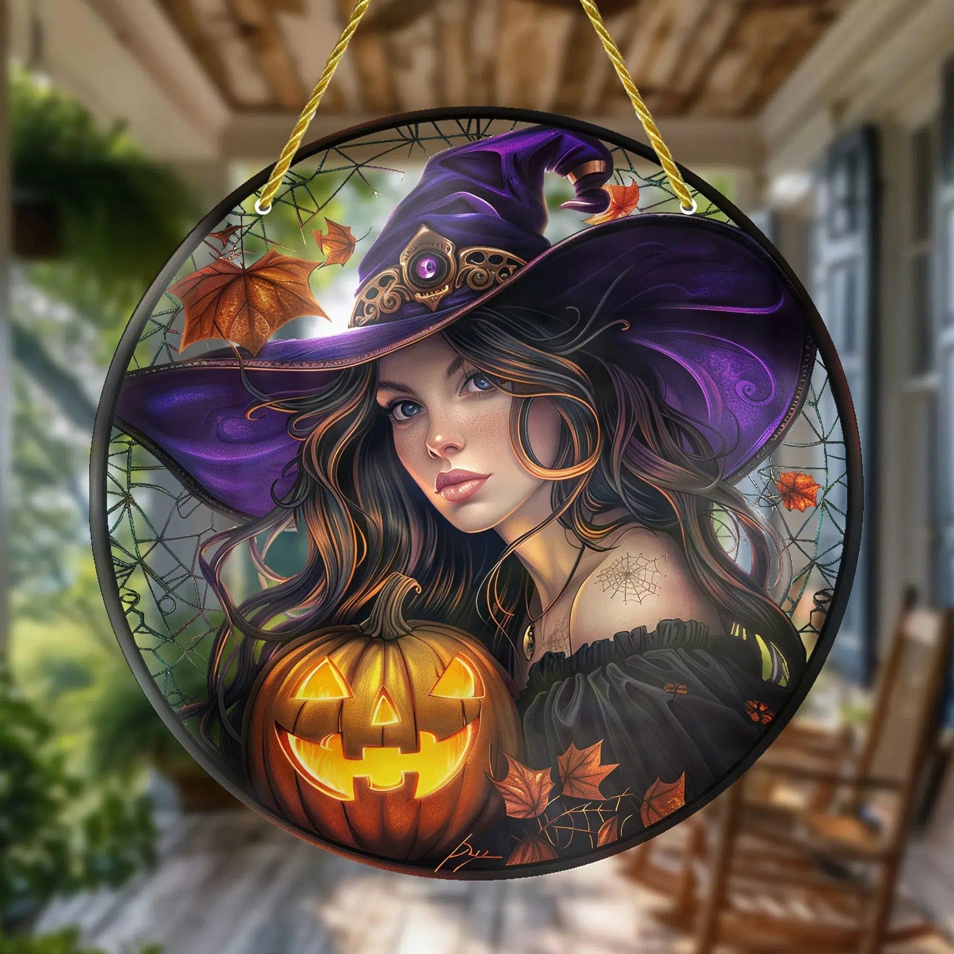 Pumpkin Halloween Witch Suncatcher Spooky Window Hanging-MoonChildWorld