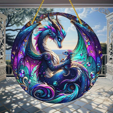 Dragon Suncatcher Mystic Acrylic Round Sign Witchy Decor-MoonChildWorld