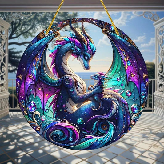 Dragon Suncatcher Mystic Acrylic Round Sign Witchy Decor