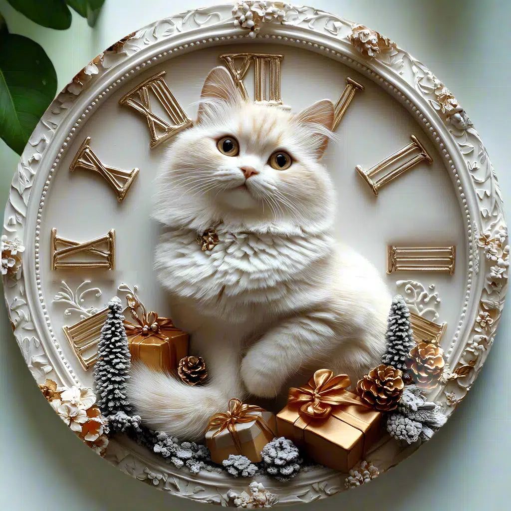 Persian Cat Wall Clock for Cat Lovers Christmas Decorations-MoonChildWorld