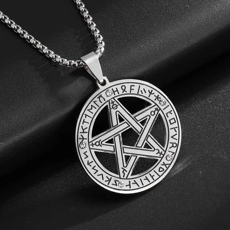 Rune Pentacle Necklace Wiccan Jewelry-MoonChildWorld