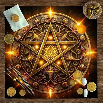 Mystic Pentagram Tablecloth Witchcraft Tarot Cloth for Reading Divination Witchy Ritual Decor