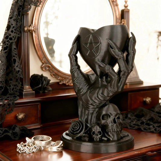 Dark Style Witchy Skull Hand Jewelry Storage Ornament Gothic Home Decor for Witch