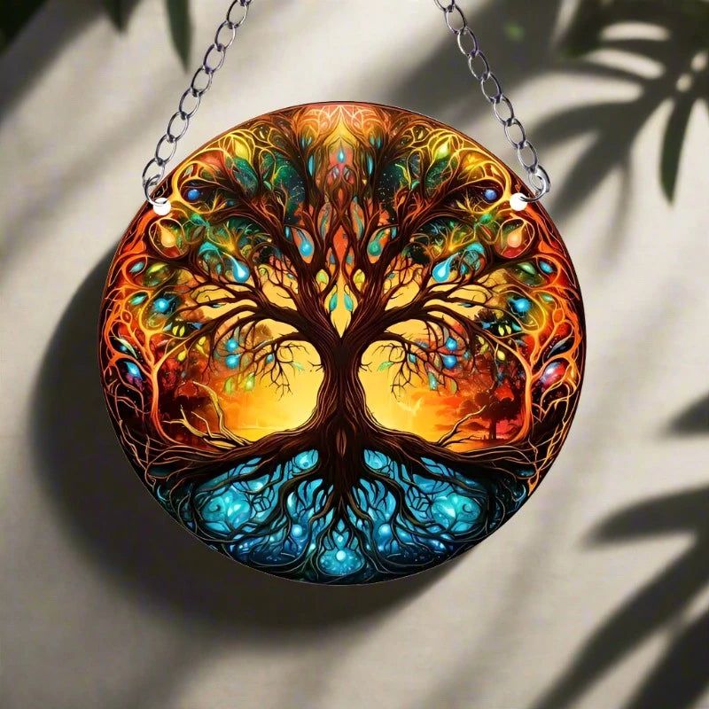 Tree of life Suncatcher Spiritual Acrylic Sign Pagan Window Wall Hanging-MoonChildWorld