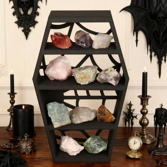 Dark Style Coffin Shaped Shelf Gothic Home Decoration for Crystal