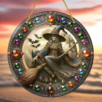 Halloween Witch Window Ornament Gothic Witch Suncatcher