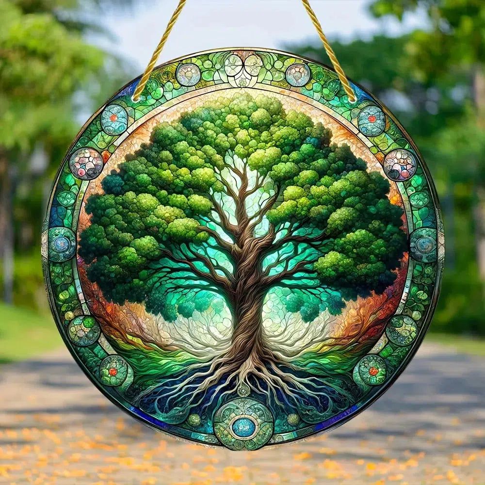 Tree of life Suncatcher Spiritual Acrylic Sign Pagan Window Wall Hanging-MoonChildWorld