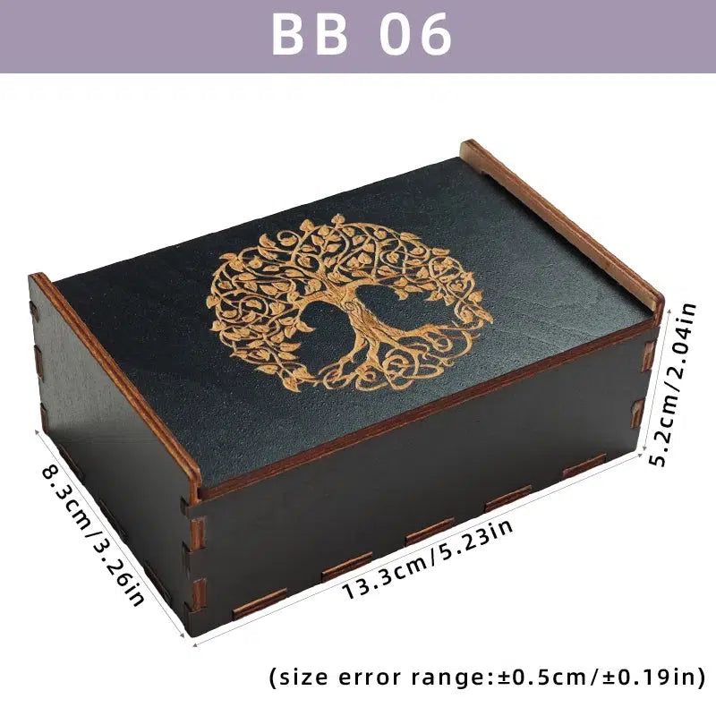 Tarot Cards Storage Box Crystals Jewelry Astrology Wooden Storage Box-MoonChildWorld